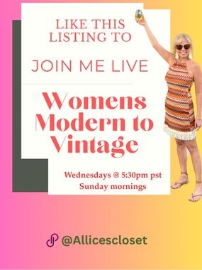 @AllicesCloset is Live! Shows Wednesday & Sunday. Thrifted and Curated by me.